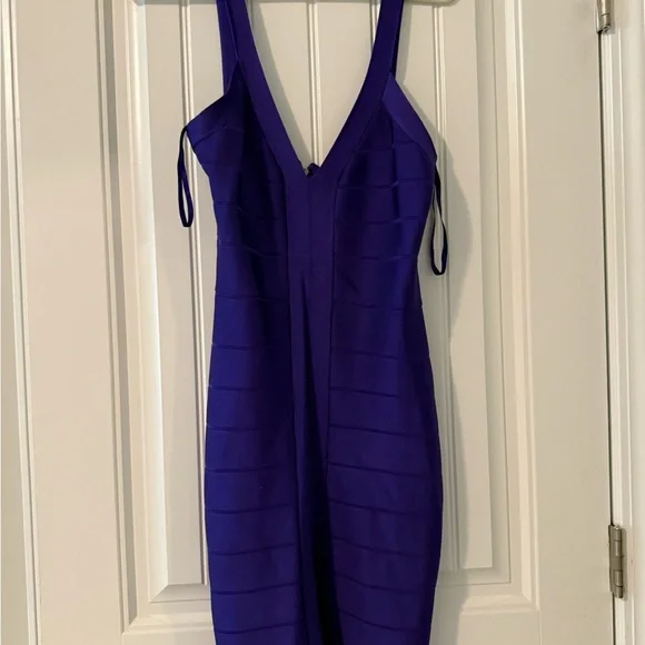 French Connection Purple Bodycon V-Neck Dress